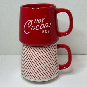 Target Christmas Stackable Ceramic Hot Cocoa Mugs set of 2